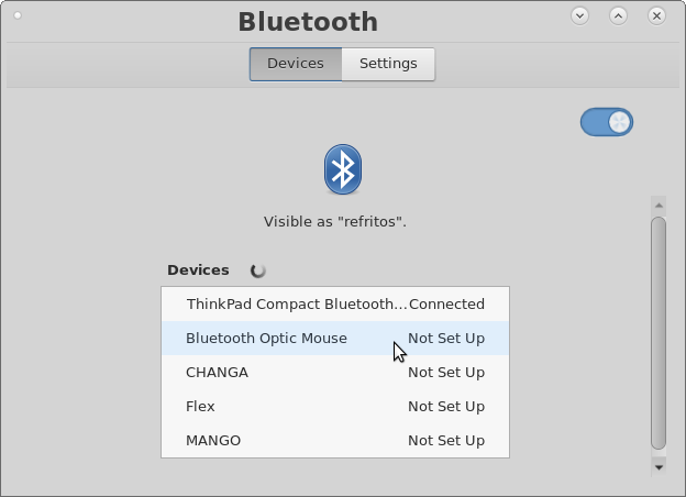 Setting up Bluetooth Optic Mouse