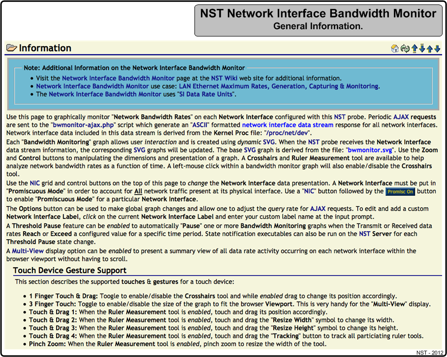 NST Network Interface Bandwidth Monitor Information